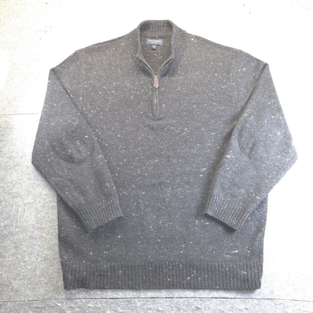 MENS‎ SCOTT BARBER Lambs Wool Cashmere Blend Sweater Size XL Quarter Zip Italy